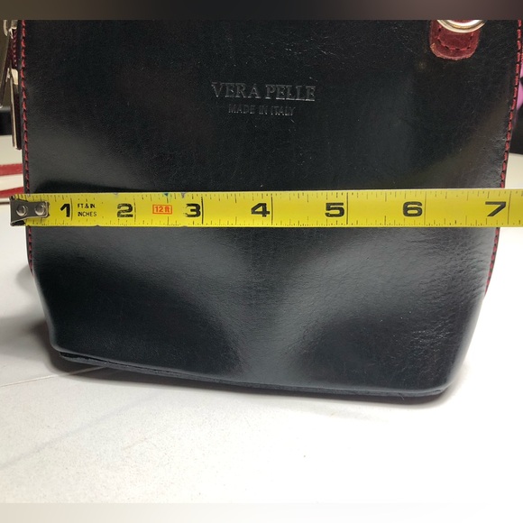 Vera Pelle Genuine Leather Crossboby Square Bag Long Shoulder Strap Convertible - Picture 14 of 15
